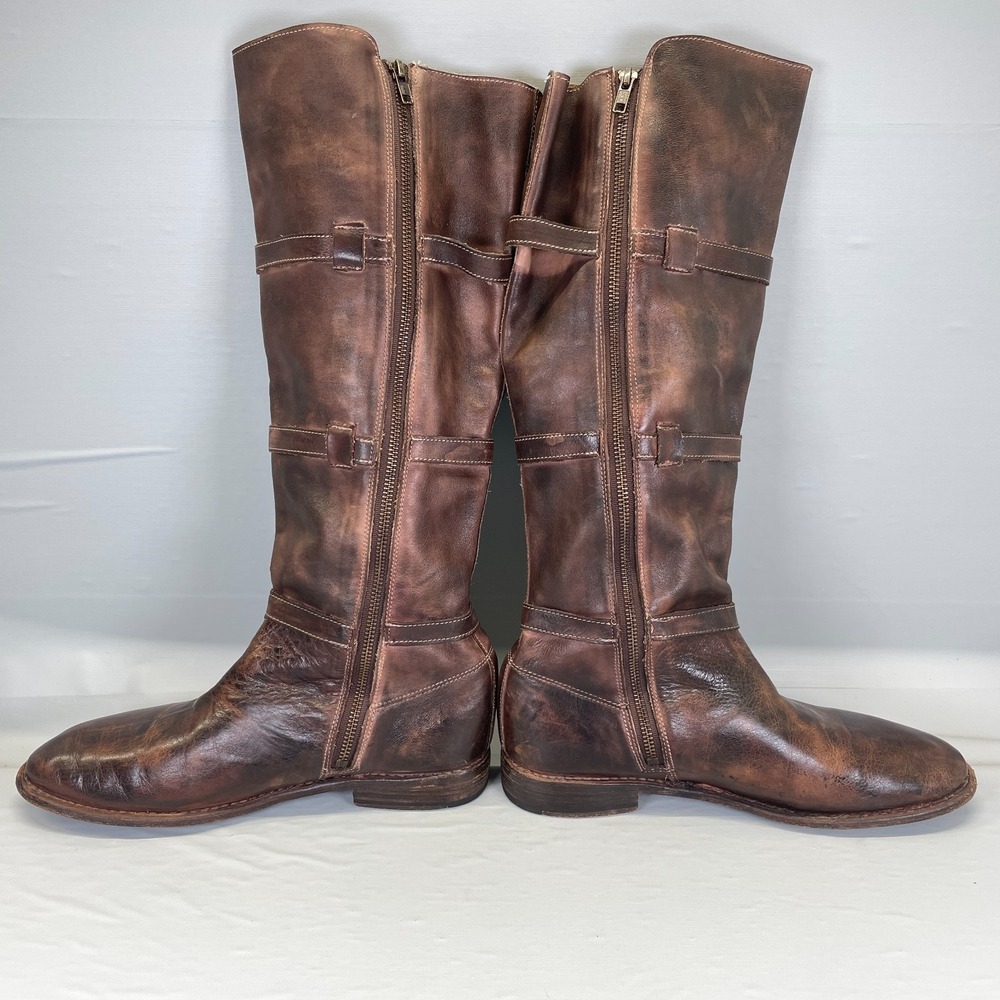 Bed Stu Cobbler Series Tall Riding Boots Womens Size 11 Brown Leather Zip Shoes - Picture 5 of 8